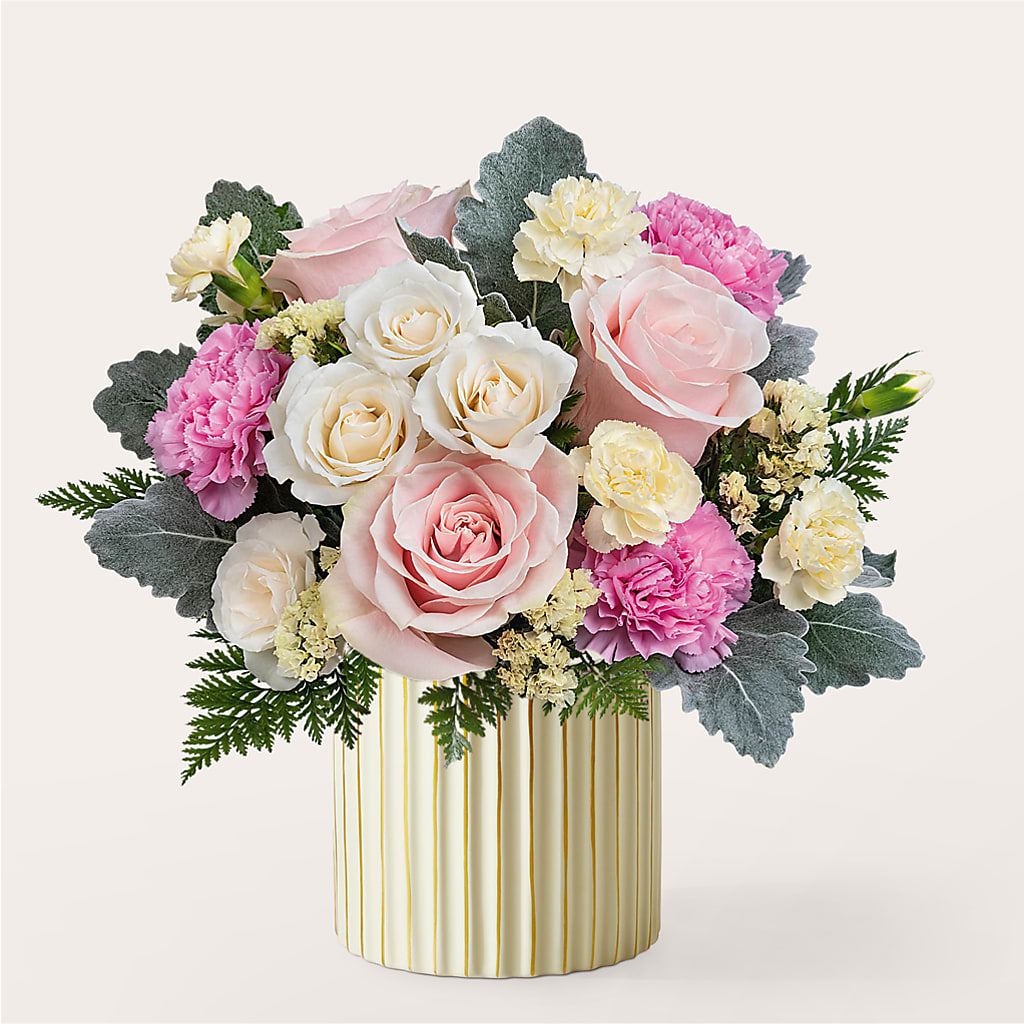 Blissful Moments Bouquet with Ivory Vase – YOSI'S CREATIONS, Tucson AZ