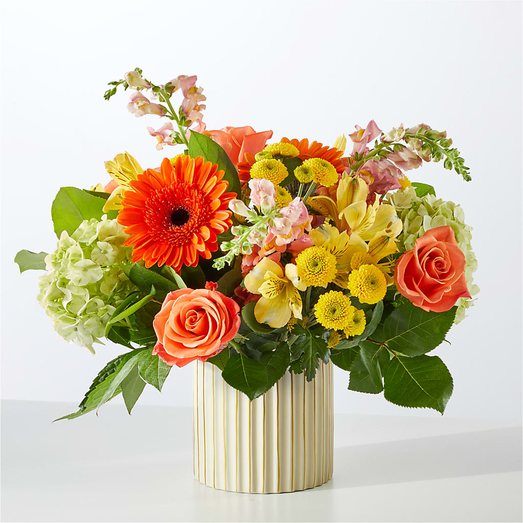Autumn Sunshine Bouquet with Ivory Vase – YOSI'S CREATIONS, Tucson AZ