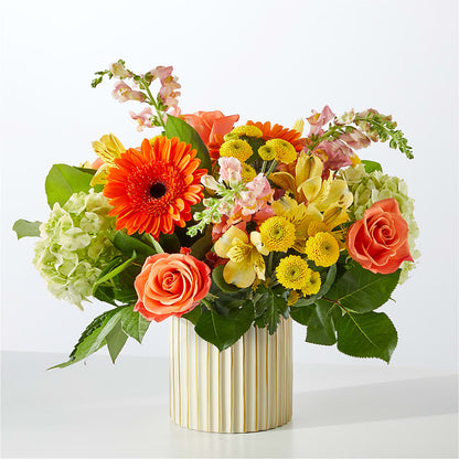 Autumn Sunshine Bouquet with Ivory Vase – YOSI'S CREATIONS, Tucson AZ