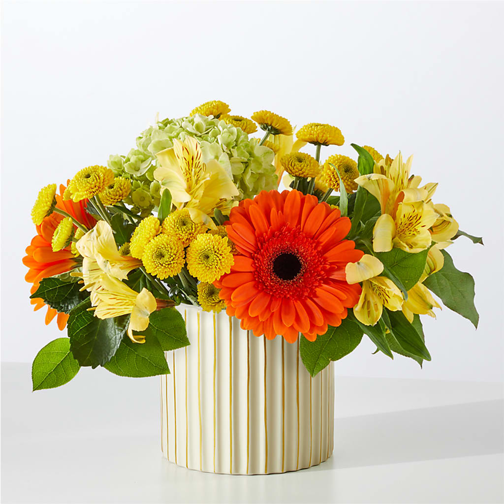 Autumn Sunshine Bouquet with Ivory Vase – YOSI'S CREATIONS, Tucson AZ